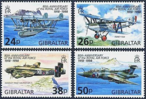 Poštové známky Gibraltár 1998 Vojnová lietadla, RAF Mi# 822-25 Kat 5.50€