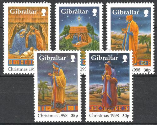 Poštové známky Gibraltár 1998 Vianoce Mi# 847-51 Kat 5€