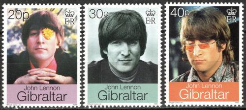 Poštové známky Gibraltár 1999 John Lennon a Yoko Ono Mi# 875-77 Kat 4.50€
