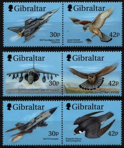 Poštové známky Gibraltár 1999 Dravci a bojová letadla Mi# 880-85 Kat 11€