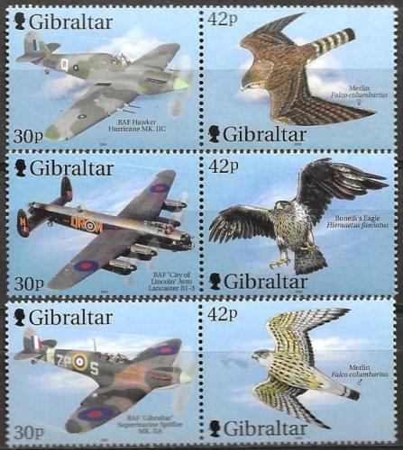 Poštové známky Gibraltár 2000 Dravci a váleèná letadla Mi# 939-44 Kat 10€
