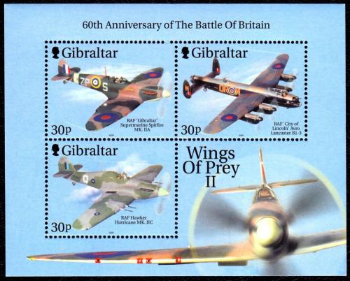 Poštové známky Gibraltár 2000 Vojnová lietadla Mi# Block 43
