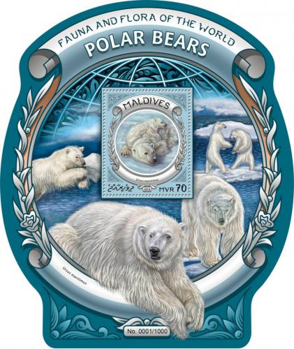 Poštová známka Maldivy 2016 ¼adový medvede Mi# Block 937 Kat 9€