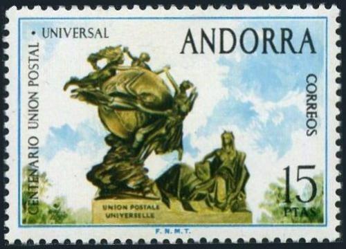 Poštová známka Andorra Šp. 1974 UPU, 100. výroèie Mi# 92