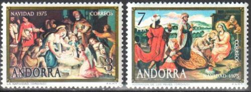 Poštové známky Andorra Šp. 1975 Vianoce, náboženské umenie Mi# 99-100