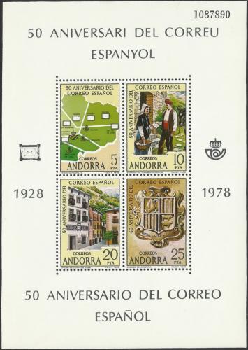 Poštové známky Andorra Šp. 1978 Španielska pošta, 50. výroèie Mi# Block 1