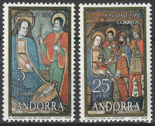 Poštové známky Andorra Šp. 1978 Vianoce, fresky Mi# 118-19
