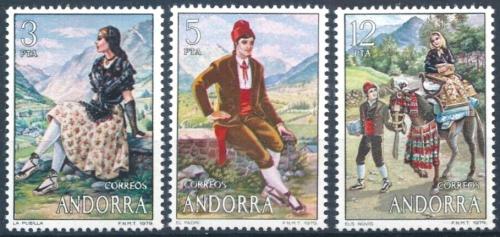 Poštové známky Andorra Šp. 1979 ¼udové kroje Mi# 120-22