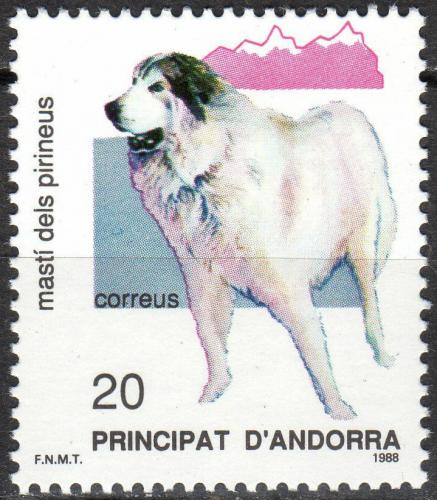 Poštová známka Andorra Šp. 1988 Pyrenejský horský pes Mi# 202
