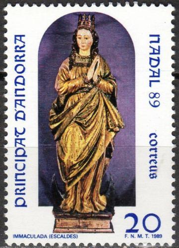 Poštová známka Andorra Šp. 1989 Vianoce, socha Panny Marie Mi# 213
