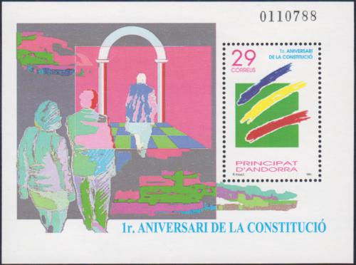 Poštová známka Andorra Šp. 1994 Ústavní referendum, 1. výroèie Mi# Block 3
