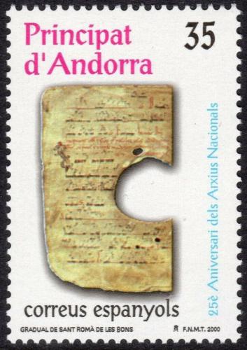 Poštová známka Andorra Šp. 2000 Národní archív, 25. výroèie Mi# 277