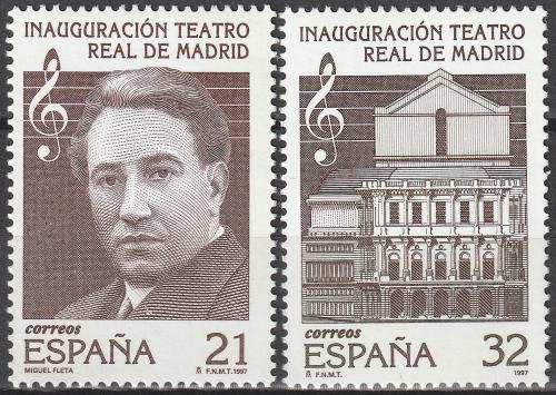 Poštové známky Španielsko 1997 Znovuotevøení Krá¾ovského divadla Mi# 3355-56