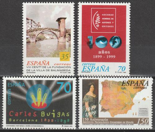 Poštové známky Španielsko 1999 Výroèí Mi# 3484-87