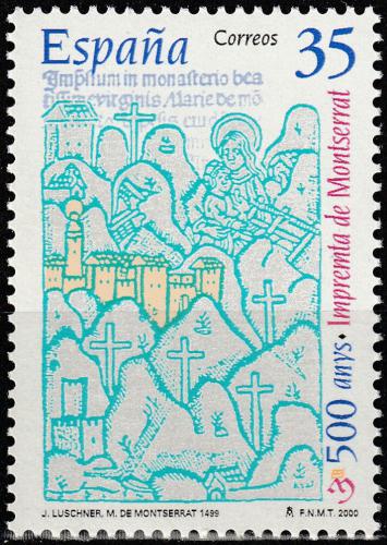 Poštová známka Španielsko 2000 Tiskárna kláštera Montserrat, 500. výroèie Mi# 3529