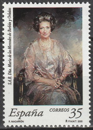 Poštová známka Španielsko 2000 María de las Mercedes de Borbón y Orleans Mi# 3539