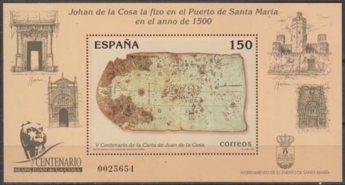 Poštová známka Španielsko 2000 Stará mapa od Juana de la Cosa Mi# Block 85