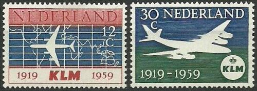 Poštové známky Holandsko 1959 Lietadla Mi# 737-38