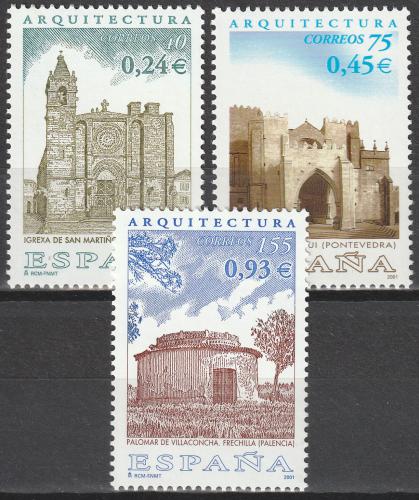 Poštové známky Španielsko 2001 Architektúra Mi# 3630-32