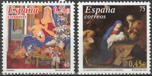 Poštové známky Španielsko 2001 Vianoce, umenie Mi# 3669-70