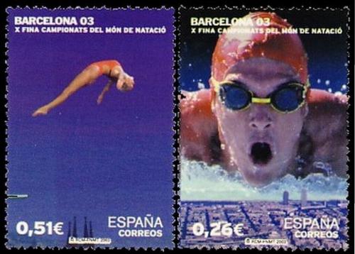 Poštové známky Španielsko 2003 MS v plavání Barcelona Mi# 3846-47