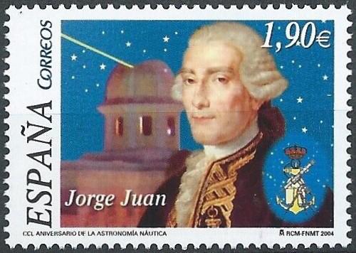 Poštová známka Španielsko 2004 Jorge Juan, moøeplavec a astronom Mi# 3990