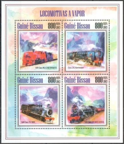 Poštové známky Guinea-Bissau 2013 Parní lokomotívy Mi# 6971-74 Kat 13€