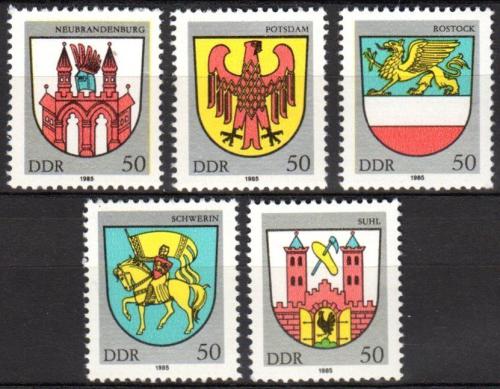 Poštové známky DDR 1985 Mìstské erby Mi# 2934-38