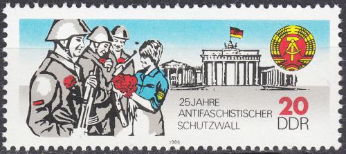 Poštová známka DDR 1986 Berlínská zeï, 25. výroèie Mi# 3037