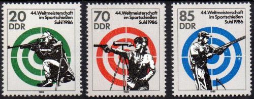 Poštové známky DDR 1986 MS ve sportovní støelbì Mi# 3045-47
