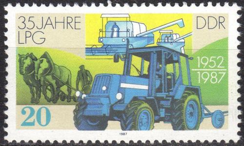 Poštová známka DDR 1987 Traktor Mi# 3090