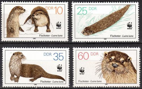 Poštové známky DDR 1987 Vydra øíèní, WWF Mi# 3107-10