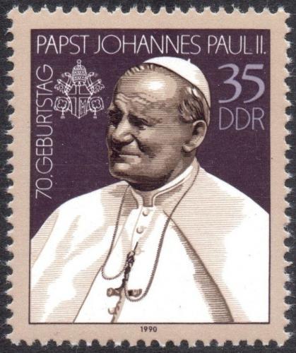 Poštová známka DDR 1990 Papež Jan Pavel II. Mi# 3337