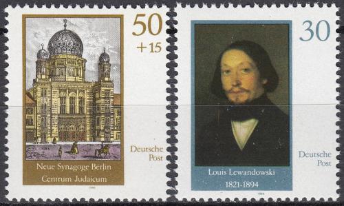 Poštové známky DDR 1990 Výstavba nové synagogy v Berlínì Mi# 3358-59