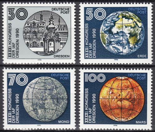 Poštové známky DDR 1990 Kongres Astronomické federace IAF Mi# 3360-63
