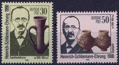 Poštové známky DDR 1990 Heinrich Schliemann Mi# 3364-65