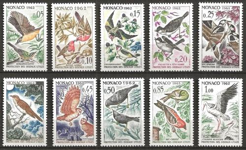 Poštové známky Monako 1962 Vtáci Mi# 700-09 Kat 11€
