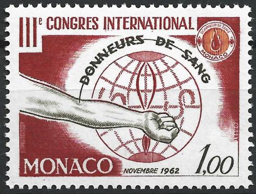 Poštová známka Monako 1962 Mezinárodní kongres dárcù krve Mi# 717