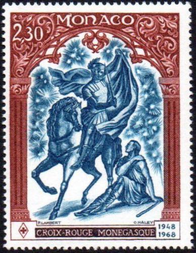 Poštová známka Monako 1968 Monacký èervený køíž, 20. výroèie, Svätý Martin Mi# 889