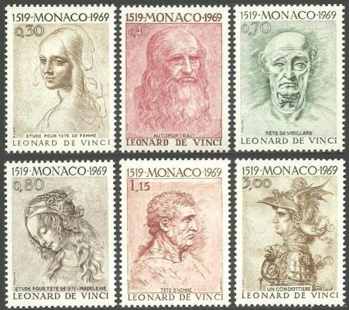 Poštové známky Monako 1969 Kresby, Leonardo da Vinci Mi# 948-53