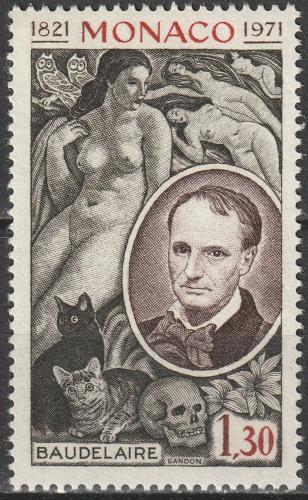 Poštová známka Monako 1972 Charles Baudelaire, spisovatel Mi# 1025