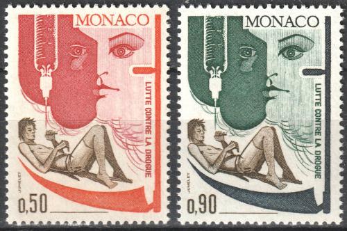 Poštové známky Monako 1972 Boj proti užívání drog Mi# 1049-50