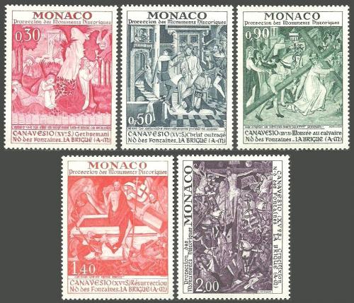 Poštové známky Monako 1972 Fresky, Jean Canavesio Mi# 1061-65