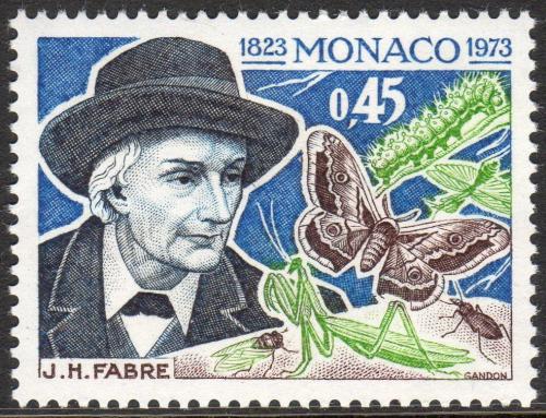 Poštová známka Monako 1973 Jean Henri Fabre, spisovatel a entomolog Mi# 1079