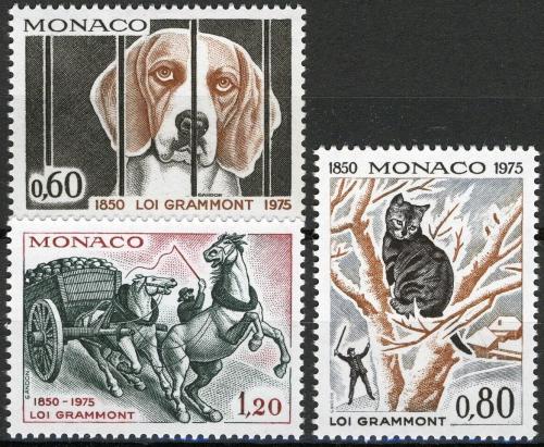 Poštové známky Monako 1975 Domácí zvíøata Mi# 1204-06 Kat 5€
