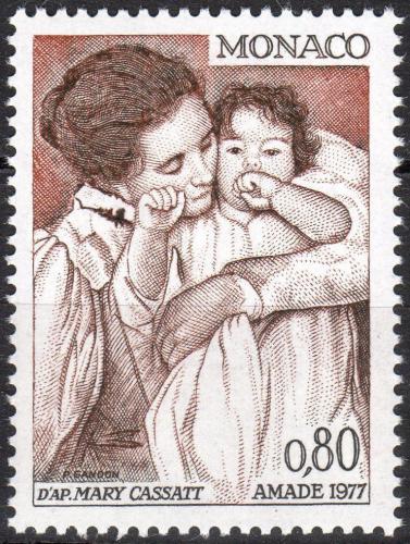 Poštová známka Monako 1977 Umenie, Mary Cassatt Mi# 1266