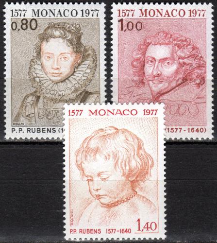 Poštové známky Monako 1977 Umenie, Peter Paul Rubens Mi# 1270-72