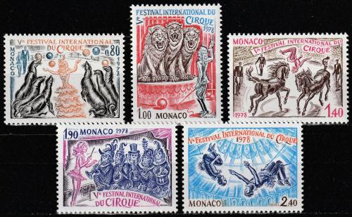 Poštové známky Monako 1978 Cirkus Mi# 1351-55 Kat 7.50€