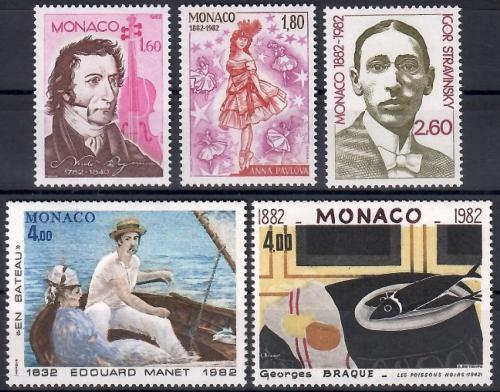 Poštové známky Monako 1982 Umelci Mi# 1553-57 Kat 12€