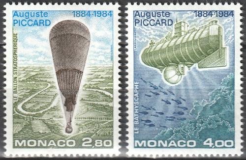 Poštové známky Monako 1984 Horkovzdušný balón a ponorka Mi# 1631-32